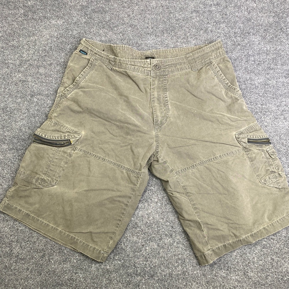 Kuhl Mens Vintage Patina Dye Cargo Shorts Olive Green Size 36 Hiking Outdoor